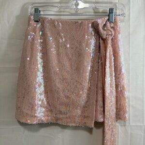 Wayf Womens Blush Pink For Keeps Sequin Wrap Mini Skirt XS